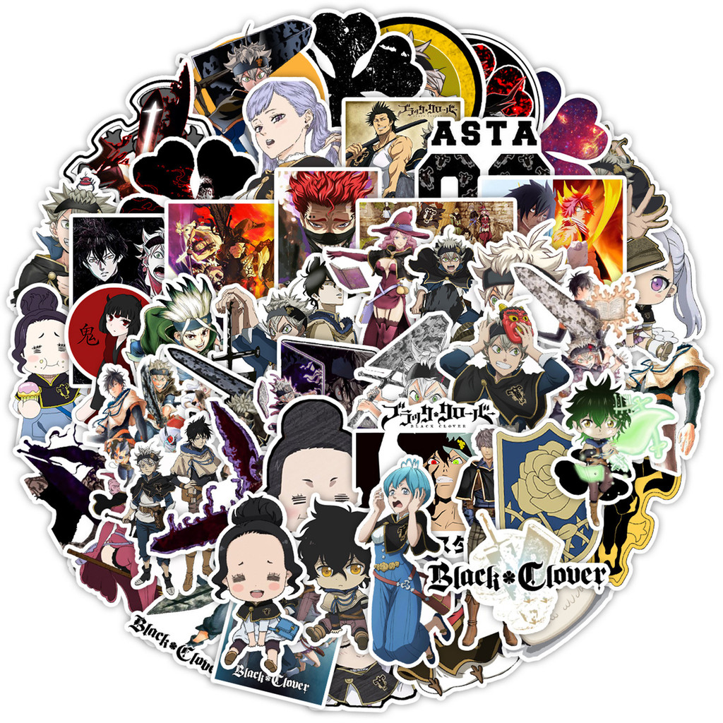 ชุดสติ๊กเกอร์ Black Clover ชุดสติกเกอร์กราฟฟิตีกันน้ำอะนิเมะ, 50 แผ่น/ชุด