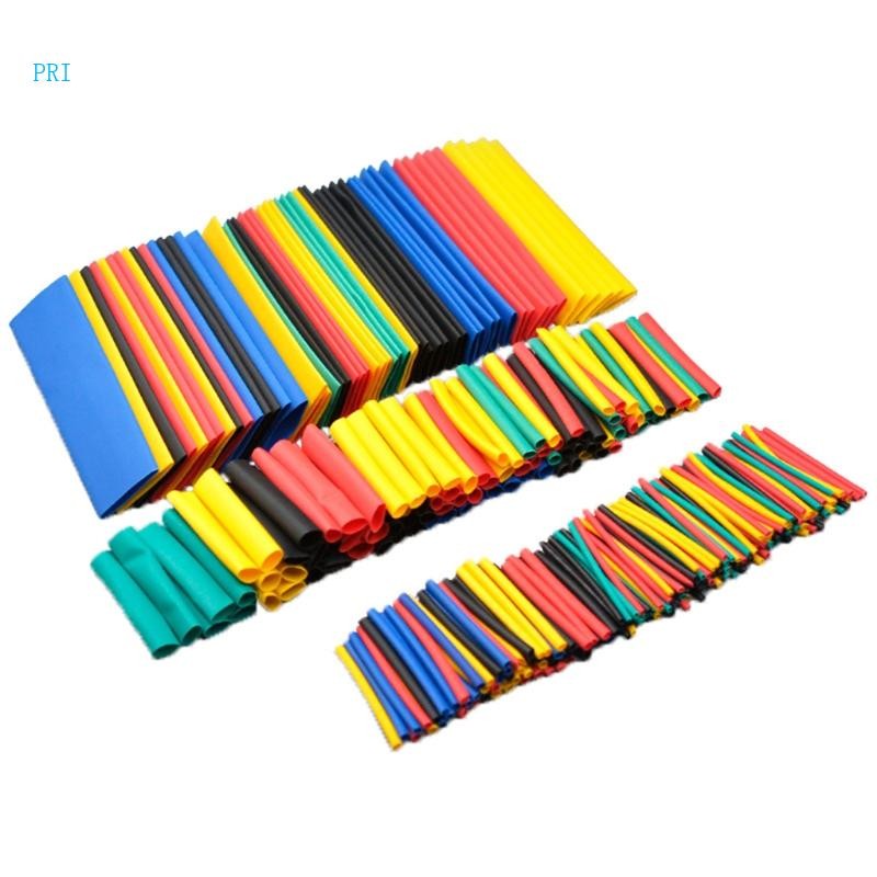 Pri 164 ชิ้นความร้อนหดหลอดชุดฉนวนกันความร้อน Sleeving ไฟฟ้าสาย Wrap Assortment Kit สําหรับกรณีหด Rati