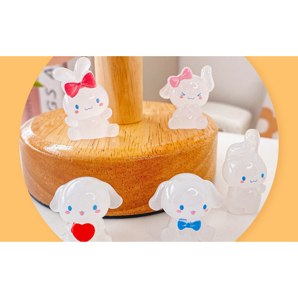 5 ชิ้นน่ารักหูยาว Cina Luminous Glow 3D เรซิ่น Charms สําหรับ DIY (7-301)