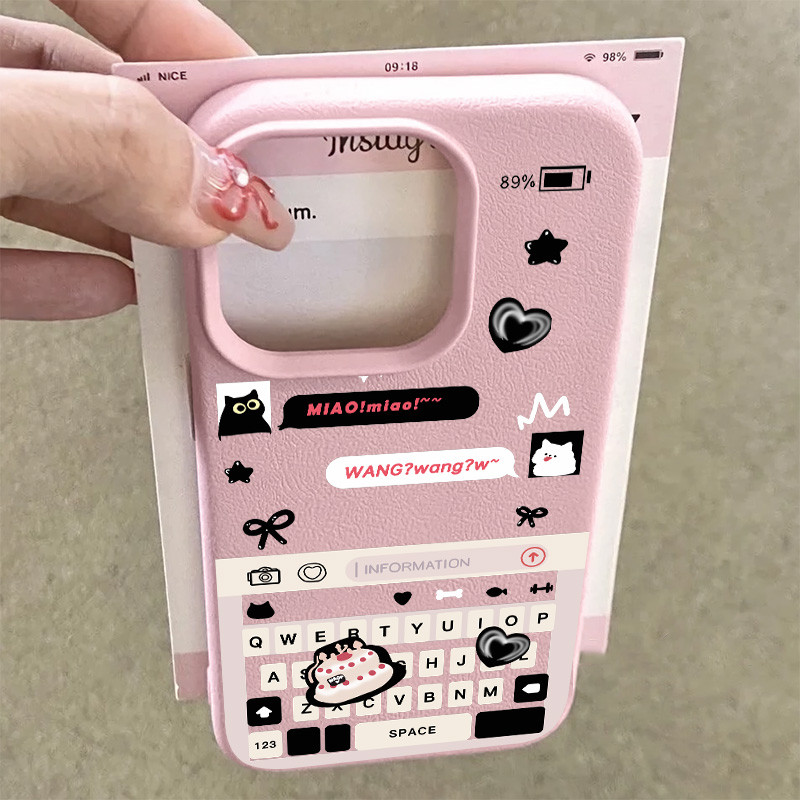 สนุกบทสนทนาคีย์บอร์ดรูปแบบเคสโทรศัพท์เข้ากันได้สําหรับ IPhone 16 13 14 15 11 12 Pro Max XR X/XS Max โลหะ 7/8 Plus Se2020 อิสระ Anti Drop ลักษณะกรณีนุ่ม