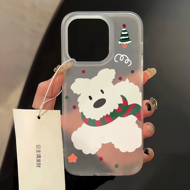 ส่งจากไทย ฤดูหนาวการ์ตูนลูกสุนัขน่ารัก IPhone 16 11 12 13 14 15 Pro Max 7 8 SE2020 Clear Case