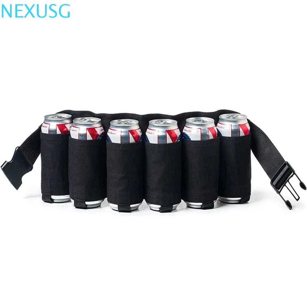 กระเป๋าคาดเอวเก็บเบียร์ NEXUSG, 6 กระเป๋า 6 กระป๋องที่เก็บเครื่องดื่ม Fannypack, เครื่องดื่มที่ใส่เข็มขัดลวงตาน้ําหนักเบาแบบพกพาผู้ถือเข็มขัดเบียร์เอวแพ็คแคมป์ปิ้ง