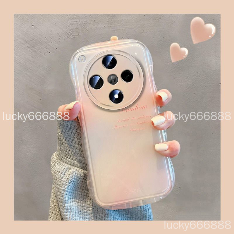 ส่งฟิล์มด้านหลัง OPPO find X8 Pro เคสโทรศัพท์ find x8pro สีชมพูสีขาวไล่ระดับโปร่งใสภาษาอังกฤษ Simple เคสป้องกันเคสป้องกัน