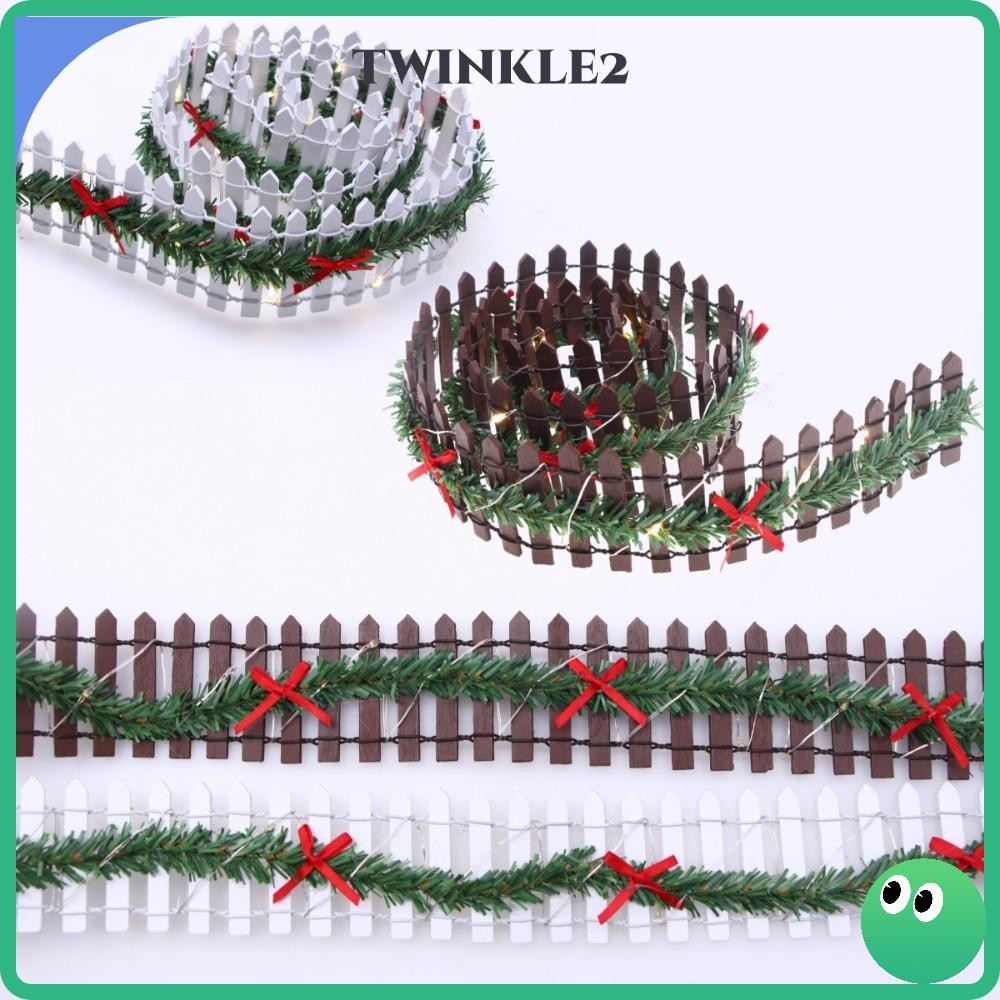รั้วสวน TWINKLE, รั้วเอลฟ์คริสต์มาสแฮนด์เมด 90*5 ซม., ไฟ LED ขนาดเล็กสวนไม้เถาภูมิทัศน์ขนาดเล็ก