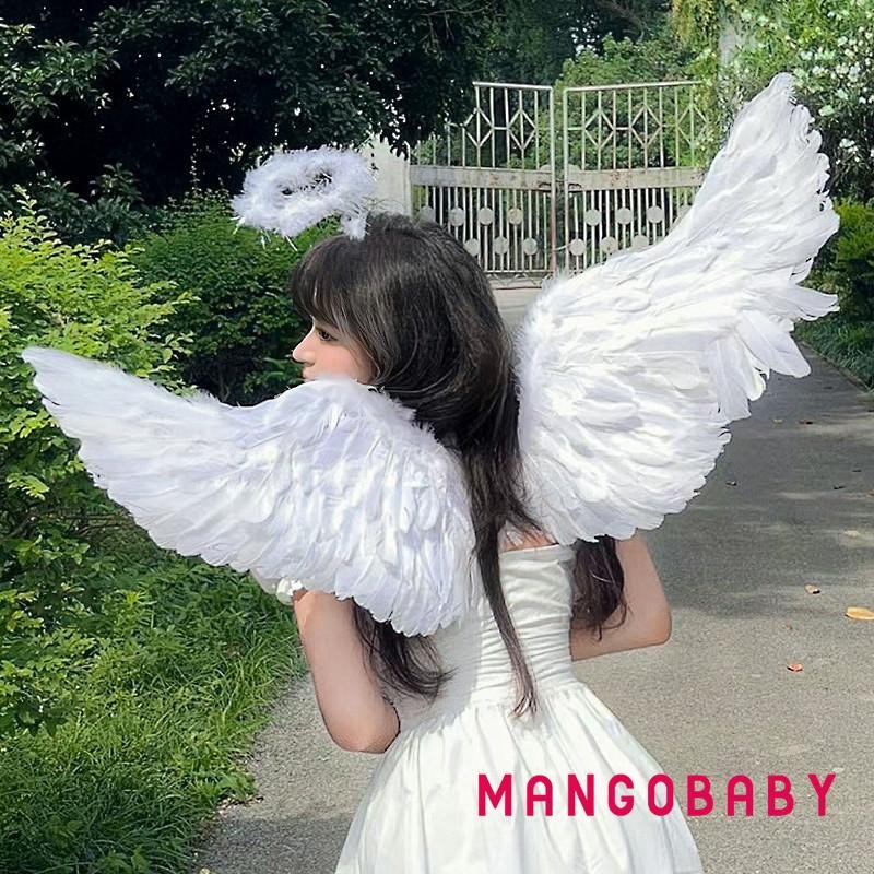 (จัดส่งในกรุงเทพฯ)-angel Wings Halo และ Fairy Wand สําหรับเด็ก Angel เครื่องแต่งกาย Feather Wingsare สําหรับ Halloween Christmas Eve