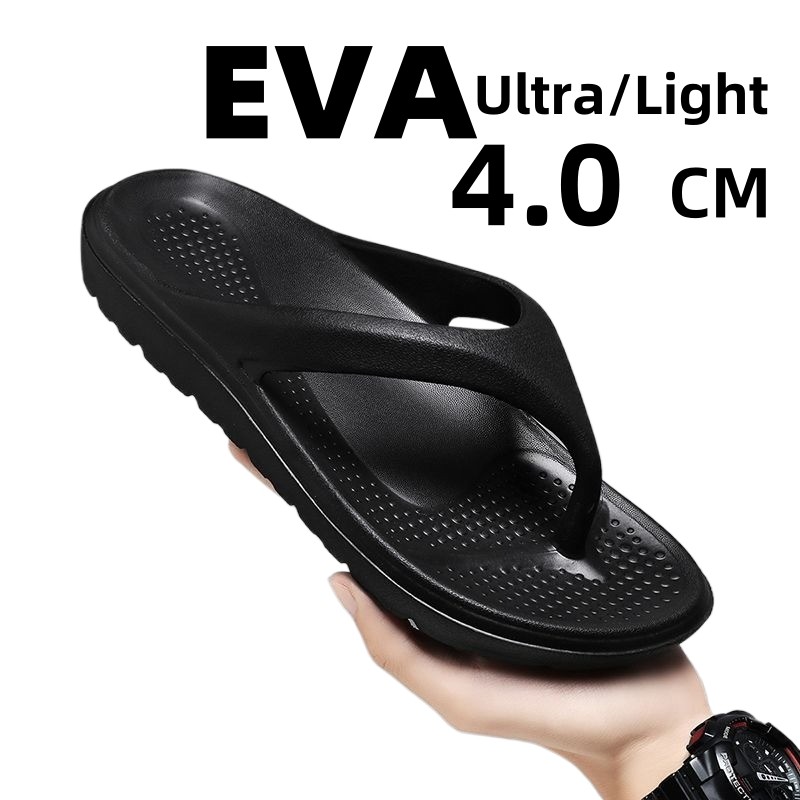 คุณภาพสูงผู้ชาย Flip-Flops เวอร์ชั่นเกาหลีอินเทรนด์หนาSoled EVA 4.0 ซม.คู่สไตล์ Flip-Flops พักผ่อนกลางแจ้ง Anti-S