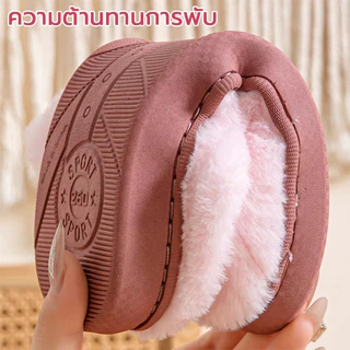 รองเท้าแตะผ้าฝ้าย รองเท้าใส่ในบ้าน กันลื่น สลิปเปอร์ สีพื้น สําหรับผู้หญิง และผู้ชาย