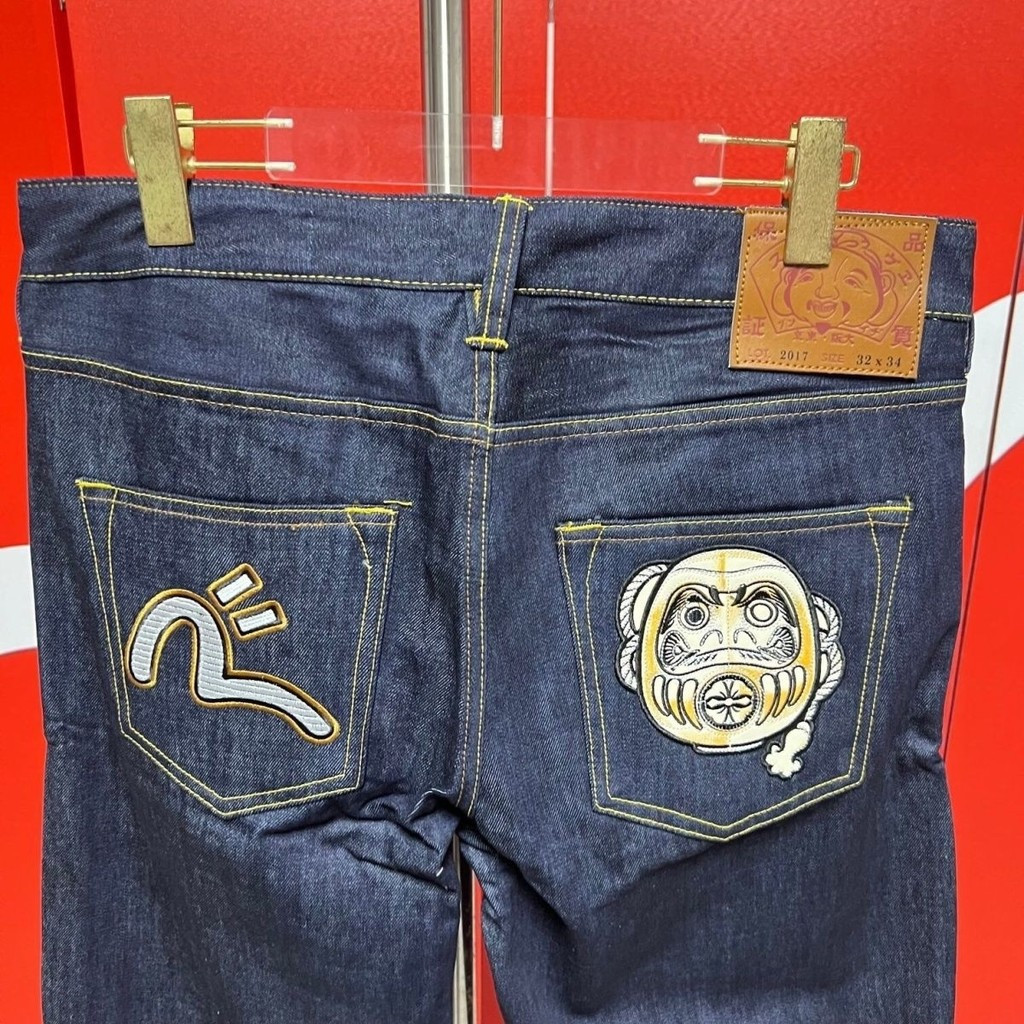 Evisu กางเกงยีนส์ปักลาย Seagull Dharma สำหรับผู้ชาย Evisu