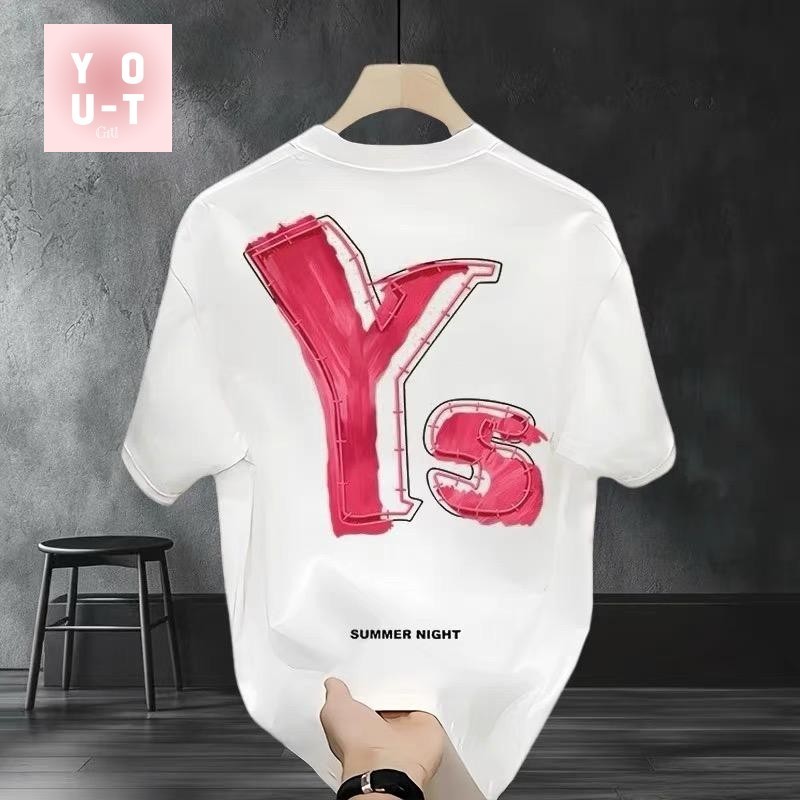 Basi  เสื้อผู้ชาย เสื้อยืด oversize สตรีท เกรดพรีเมียม โคตรนุ่ม เสื้อคอตตอน100% ไม่หดตัวลาย ลาย “YS” – โปรปัง