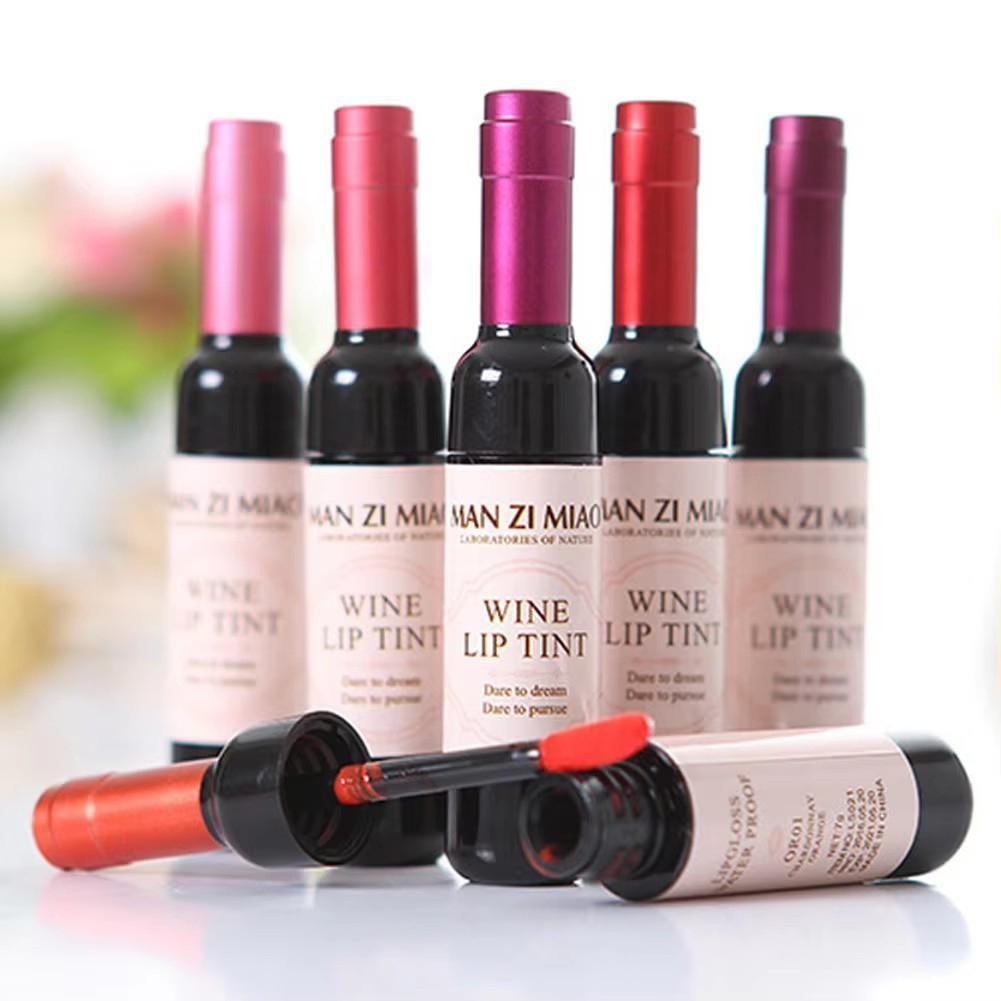 Lip Tint Gloss Red Wine Bottle Shape Waterproof Batom Liquid Lipgloss Tint Lip Moisturize S1v5