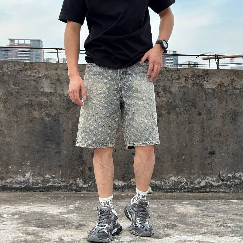 ฮันลู การออกแบบกางเกงขาสั้นผ้ายีนส์ความนิยมของผู้ชายฤดูร้อนใหม่เยาวชน