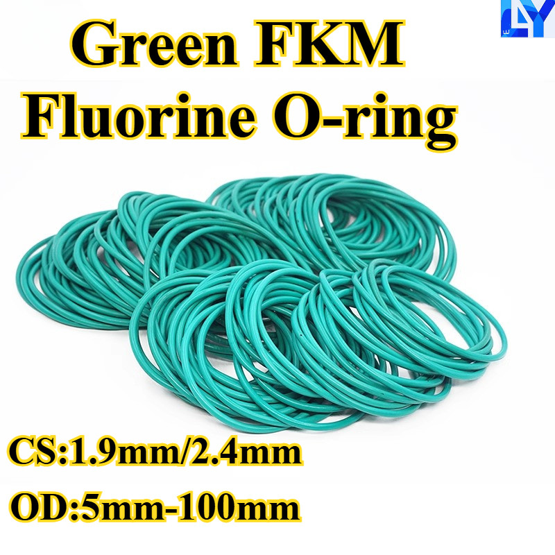[LY-OXQ] โอริง FKMฟลูออรีนสีเขียว (OD5mm-100mm * CS1.9mm/2.4mm) แหวนปิดผนึก, ทนต่อการสึกหรอ, แรงดัน และทนอุณหภูมิสูง, ยางโอริง