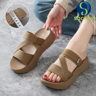 SOCANY Sandal Slide Wanita Slip On Wedges Kekinian Korean Style Terbaru