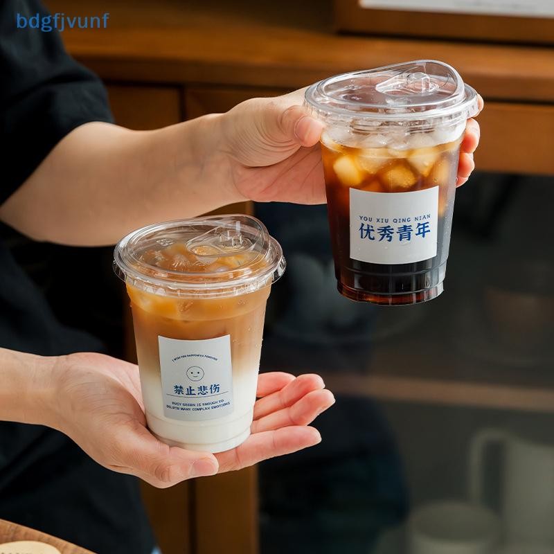 Bdgf Kawaii ขวดน้ําสําหรับกาแฟน้ําผลไม้นมชาน่ารักถ้วยกาแฟพร้อมฝาปิดแบบพกพาขวดดื่มแบบใช้ซ้ําได้ BPA ฟรี TH