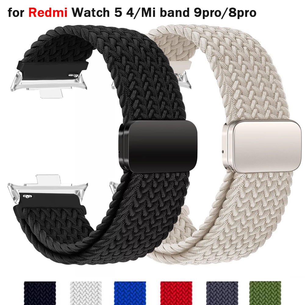 ไนลอนแม่เหล็กสําหรับ Redmi Watch 5/4 สายรัดปรับถักกีฬานาฬิกาเปลี่ยน Xiaomi Correa สร้อยข้อมือ Miband 9pro 8pro
