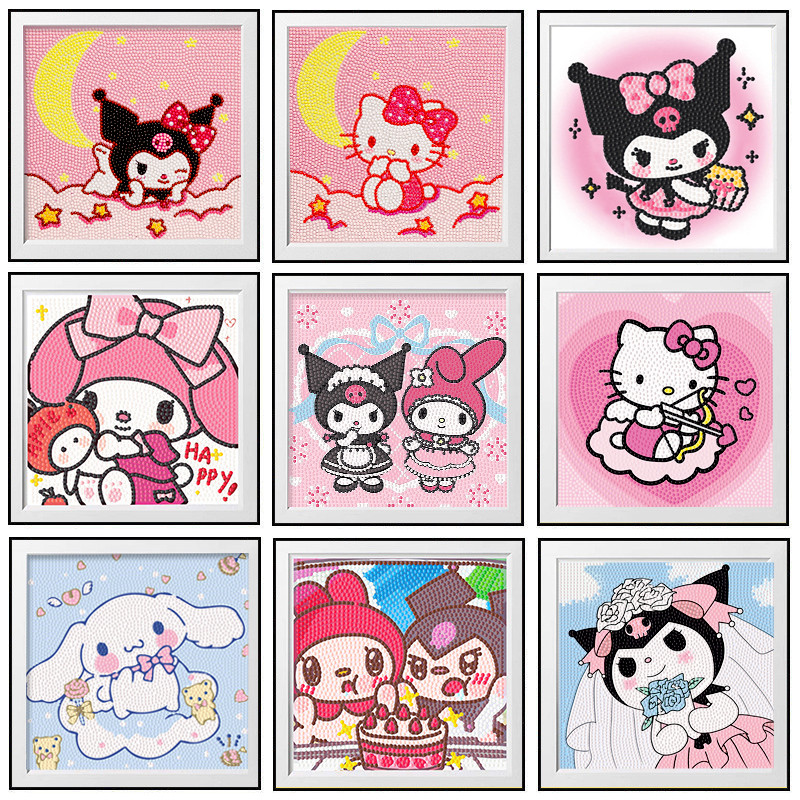 (พร้อมส่ง🇹🇭)🔥ครอสติสคริสตัล Kuromi Diamond Painting ภาพวาดเพชร ลายซานริโอ้น่ารัก คุโรมิ  DIY ของเล่นเด็ก การทำสมาธิ