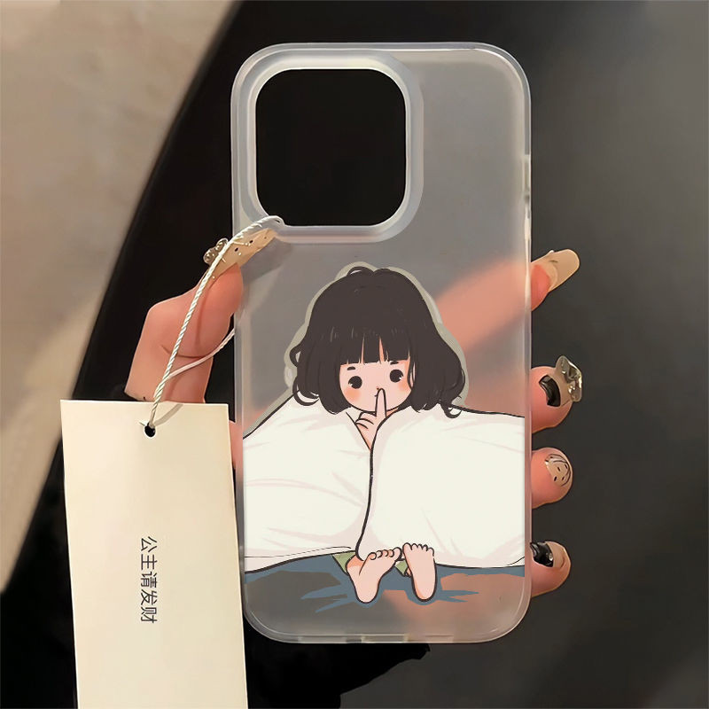 เคสโทรศัพท์โปร่งใส ins สไตล์ผ้านวมสาวน้อยเหมาะสําหรับ iPhone 11/11promax/12/13/14/15/16/14promax/13p