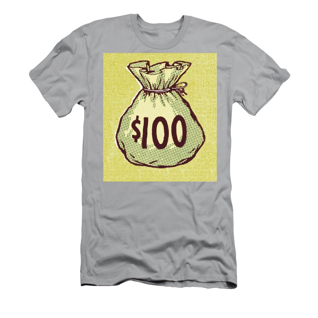 เสื้อยืด One Hundred Dollar Money Bag T-ShirtCartoon แท้ Cotton 100% หนาๆ ไม่ย้วย เกาหลี เสื้อกีฬา