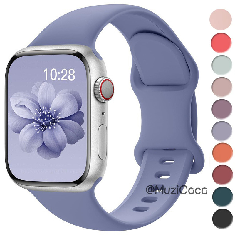 สายซิลิโคนสําหรับนาฬิกาอัจฉริยะ 44/40/45/42-38-41 มม. Original sport iwatch series 10/9/8/7 SE/4/5/6/ultra/2/49/46 มม.
