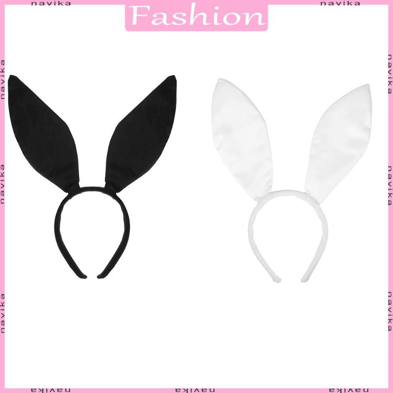 Nav Punk เครื่องประดับผมผู้หญิงนักเรียนล้างหน้า Hairband หูกระต่าย Headbands สีดําสีขาวสีการ์ตูนผม H