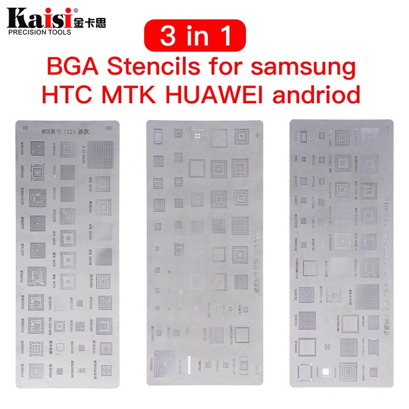 คุณภาพสูง 3 ชิ้น universal BGA ลายฉลุสําหรับ Samsung HTC Huawei MTK Android โดยตรงอุ่น BGA Reballing Stencils ชุด
