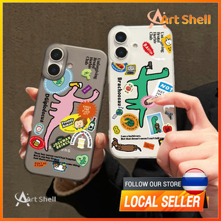 กรณีโทรศัพท์ จัดส่งจากประเทศไทย ไดโนเสาร์สีชมพูเคสไอโฟน iPhone 16 15 14 13 12 11 PRO MAX X XS MAX XR 7/8P ป้องกันลายนิ้ว
