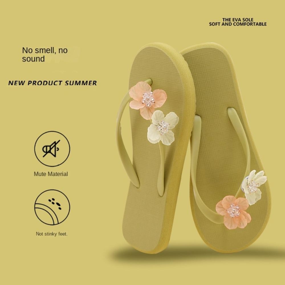 Kodice แบน Soled รองเท้าแตะ,คลิป Toe ดอกไม้ดอกไม้ Flip Flops,All Match Outerwear รองเท้า Anti Slip Beachwear สไลด์รองเท้าแตะชายหาด