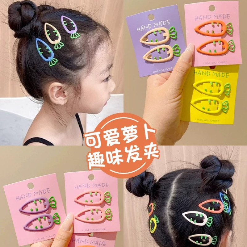 4ชิ้นเด็ก โดปามีน การ์ตูนน่ารักแครอทกิ๊บ bb คลิปหน้าม้าผมหัก