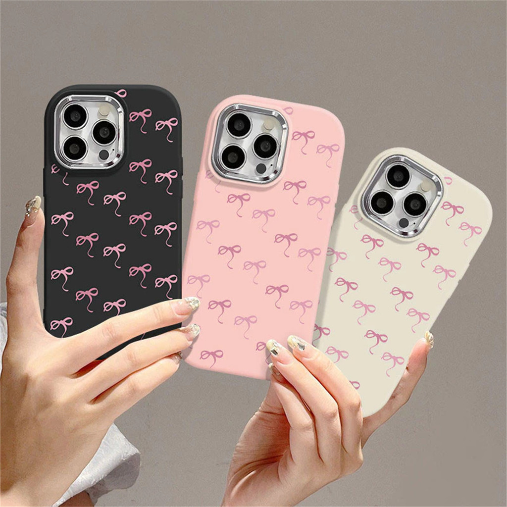 โบว์สีชมพู เคสโทรศัพท์ เคส Redmi 13C 12 9A 9C 10 9 10A 9T 12C 10C A1 Note 12 8 10 13 11 Pro 10s 9 11s POCO X3 M5S