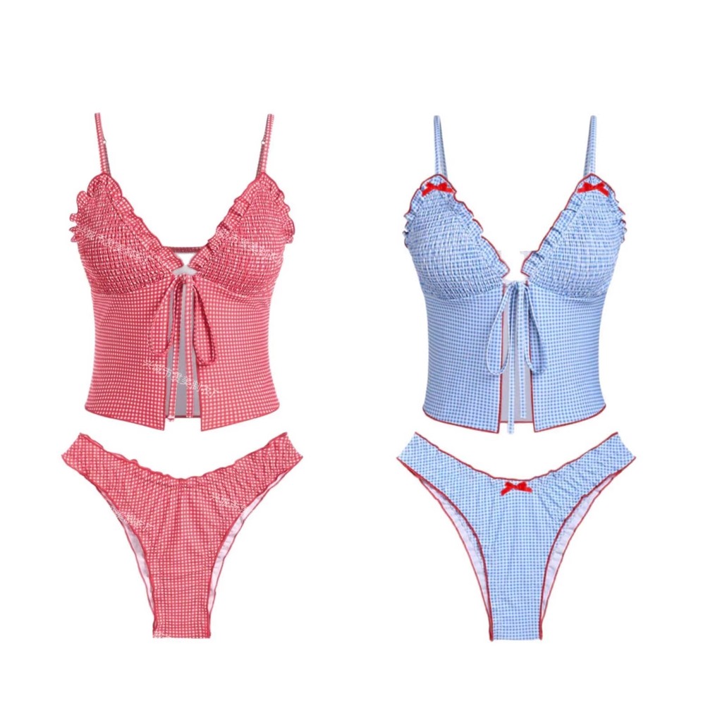 🧡 ส่งไวจากไทย 💙 บิกินี่เซ็ต 2 ชิ้น sexy bikini เสื้อโบว์ผีเสื้อ มีฟองน้ำ ผ้านุ่ม ใส่เที่ยวทะเลสุดชิค#0511 รูปที่ 7