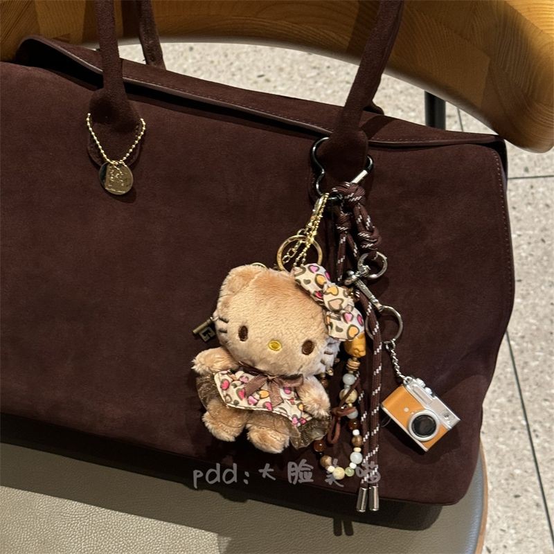 Hello Kitty ตุ๊กตาตุ๊กตาตุ๊กตากระเป๋าจี้พวงกุญแจการ์ตูนเสือดาวพิมพ์ตุ๊กตาจี้ของขวัญสําหรับเด็กผู้หญิง