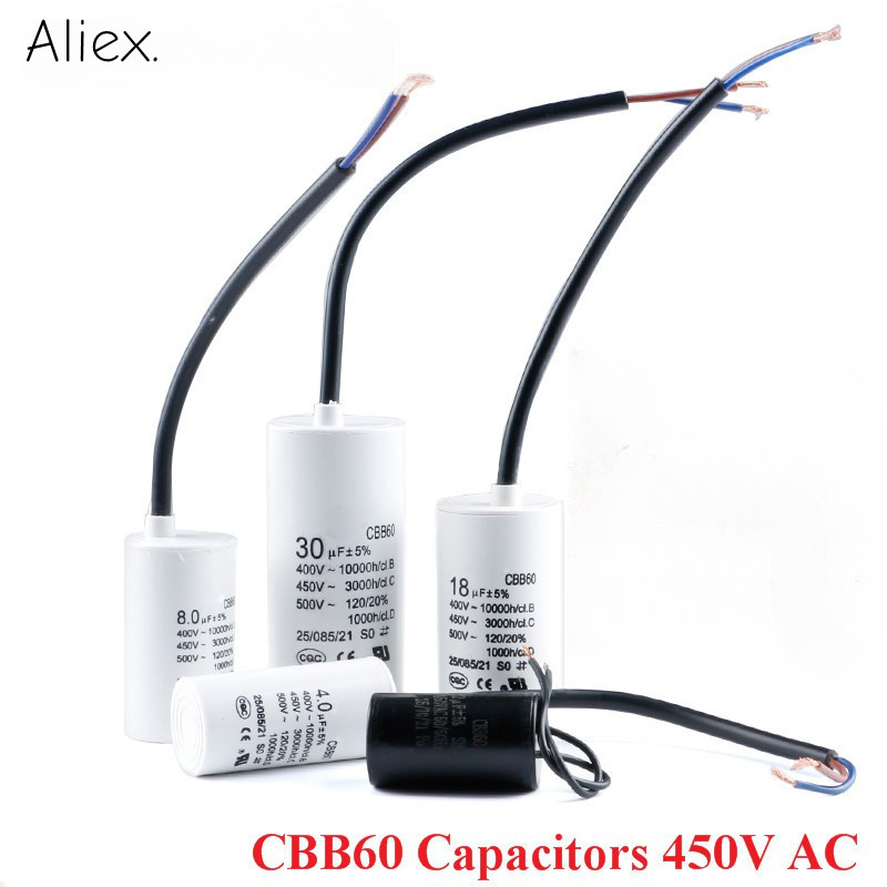 Cbb60 400V 450V AC เริ่มต้นตัวเก็บประจุ CBB60 5% 4uF 5uF 6uF 8uF 10uF 12uF 14uF 15uF 16uF 20uF 24uF 