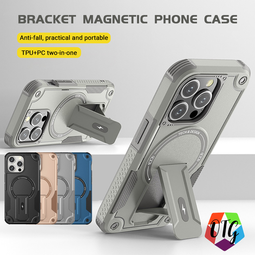 เคส เกราะ แม่เหล็ก แบบ พับ ได้ พร้อม ขา ตั้งโทรศัพท์ for IPhone17 11 15 16 13 14 12 Pro Max 15 PRO รองรับการชาร์จไร้สาย