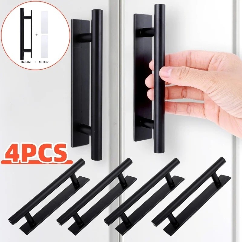 Stick-on Cabinet Self-Adhesive Door Handles - Plastic Push Pull Helper Peel and Stick Handles สําหรั