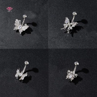 HWETR แฟชั่น Bow Belly ปุ่มแหวนสแตนเลสZircon Navelเจาะแหวนผู้หญิงสาวเซ็กซี่เครื่องประดับของขวัญใหม่