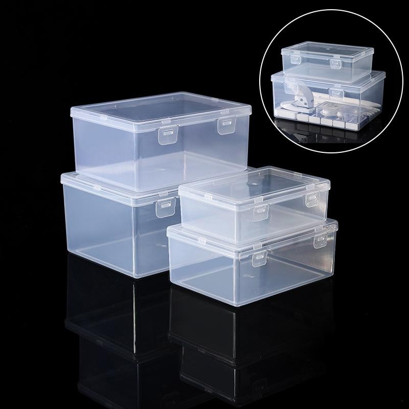 [further] Nail Art Plastic Clear Double Buckle Storage Box Nail Rhinestone Brush Pen Buffer Grinding Files Organizer Container Case [TH]