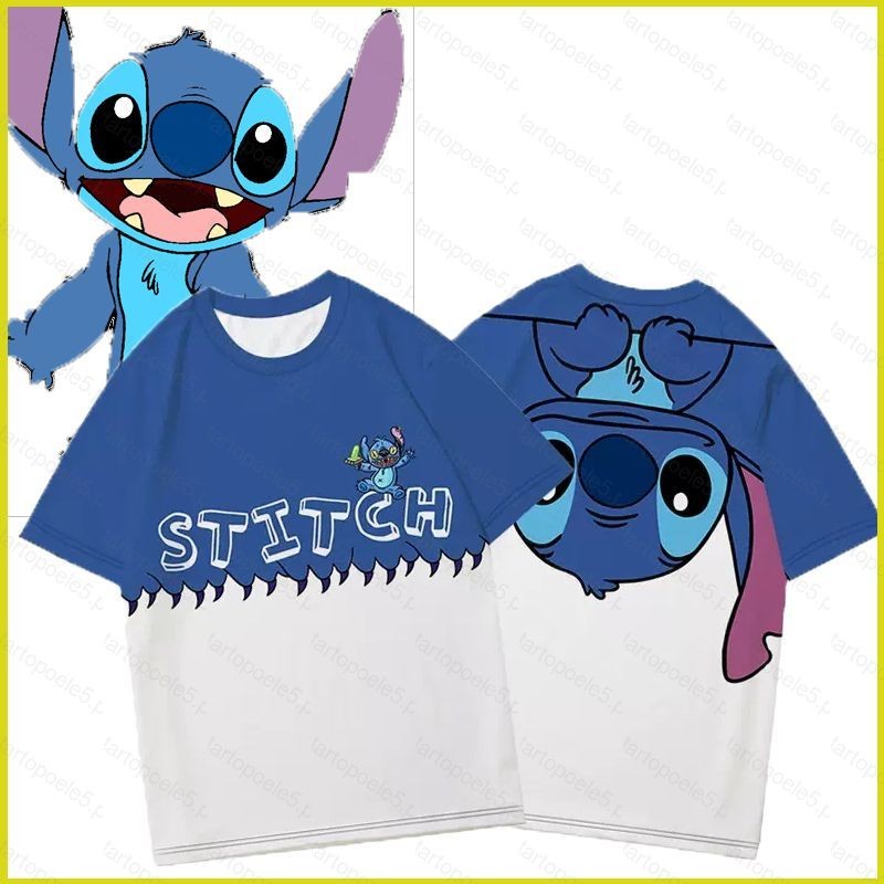 ST5 Stitch คอสเพลย์ผ้าการ์ตูน 3D ฤดูร้อนเสื้อยืดสําหรับเด็กผู้ใหญ่อะนิเมะแขนสั้น TS5