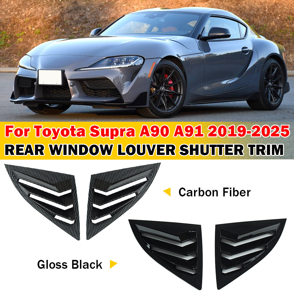 สําหรับ Toyota Supra A90 A91 2019-25 สีดํา/คาร์บอน ABS ด้านหลังหน้าต่าง Louver Cover Trims