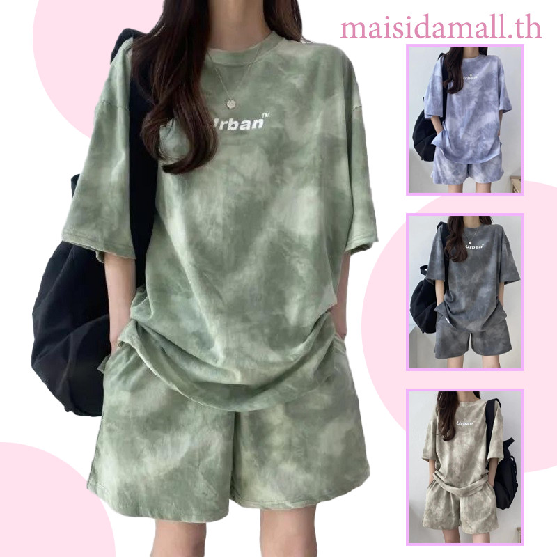 【พร้อมส่ง】MSD นางสาว เวลาว่าง ชุด ฤดูร้อน บาง แฟชั่น หลวม เสื้อยืด + กางเกงขาสั้น ชุดสองชิ้น