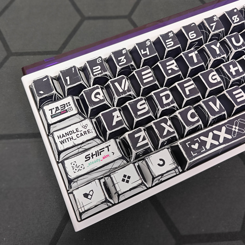 Caricature พิมพ์ Stream Keycap สีดําสีขาวโปรไฟล์เชอร์รี่ DYE-Sublimation Hand Draw การ์ตูนสไตล์ PBT วัสดุสําหรับ MX Mechanical Keyboard<p>“><center><h4></h4><p><p><font color=