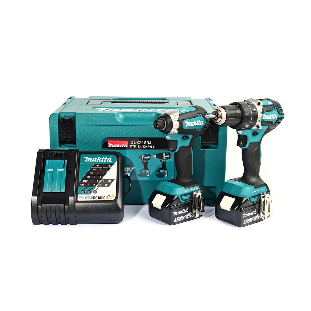 MAKITA DLX2180J ชุด Combo DHP484Z+DTD153Z 18 โวลต์ กล่อง MAKPAC รวมแบตเตอรี่-แท่นชาร์จ (มากีต้า)