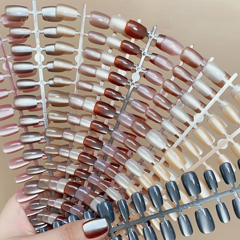 [maybeauty] 30 ชิ้นเล็บ Handmade Gradients Eye Press บนเล็บปลอมขนาดกลางสั้นเล็บเคล็ดลับการออกแบบยอดนิยมตกแต่งดอกไม้คลุมทั้งหมด {TH}