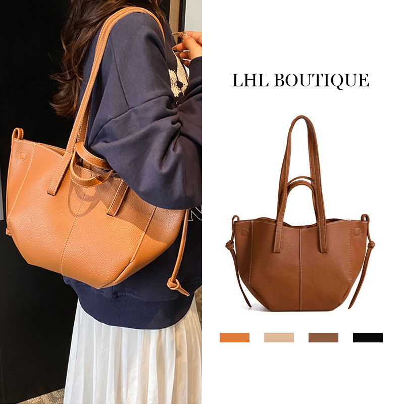 LHL BOUTIQUE กระเป๋าสะพายข้างแบบพกพาสำหรับผู้หญิงลำลองความจุขนาดใหญ่