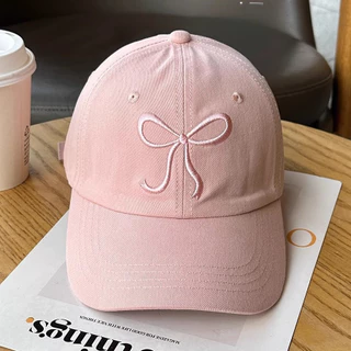 COD🔥หมวกแก็ป (ปักโบว์) หมวกเบสบอล แฟชั่นเกาหลี cotton cap หมวกเดินป่า