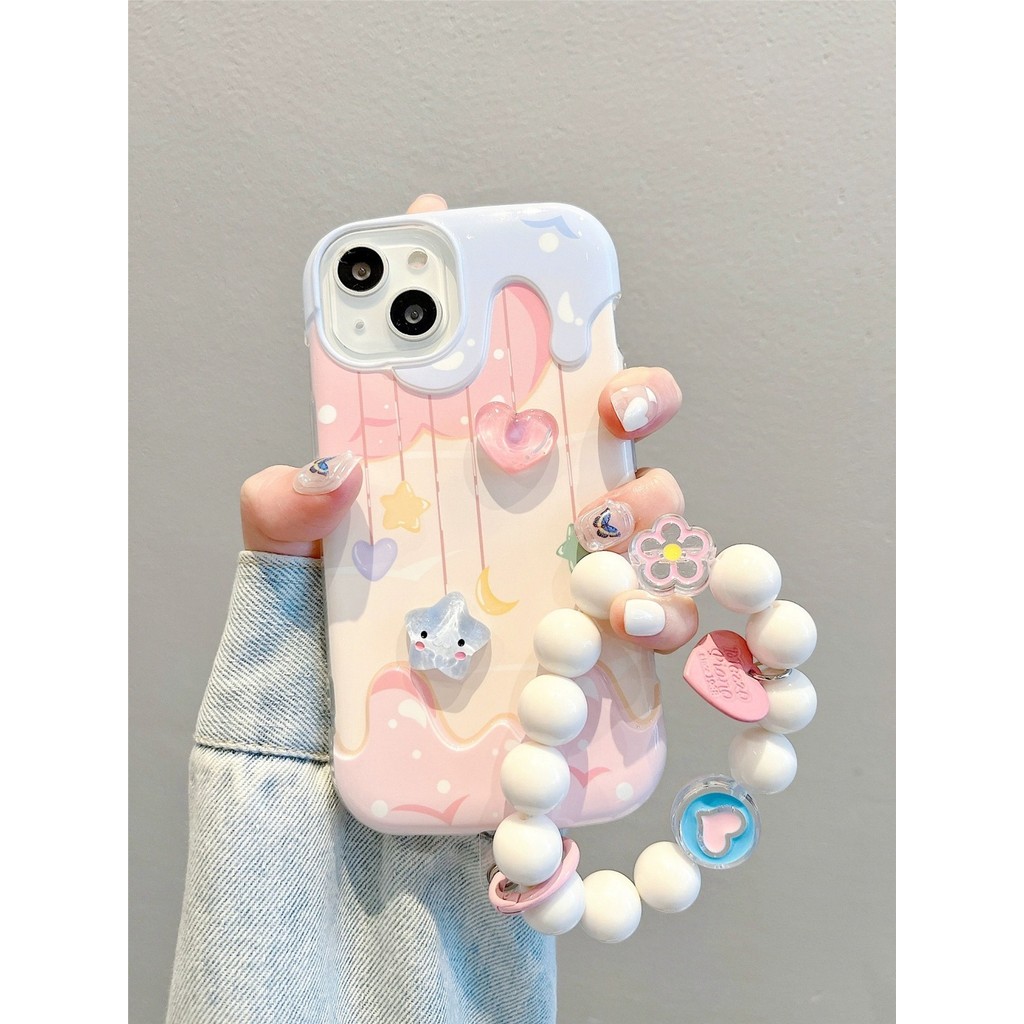 [ขายร้อนใหม่] เคสโทรศัพท์ 3D Star ที่เข้ากันได้กับ Apple 15 Pro Max iPhone 14/13/12/11 ปกป้องเต็มรูปแบบ/น่ารัก/แบบสร้อยข้อมือ/เคสป้องกันโทรศัพท์