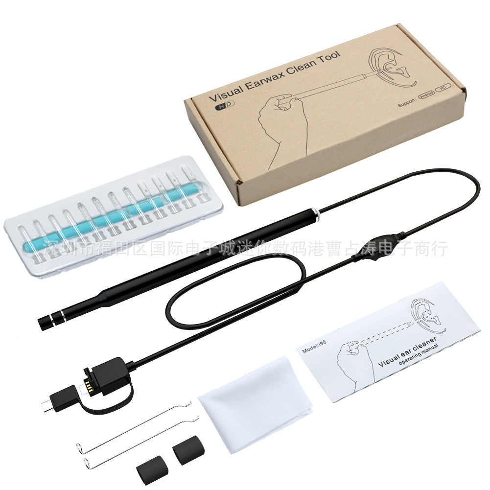 130w HD ช้อนหู Endoscope 5.5 มม. Visual Ear Canal อินเทอร์เฟซสามในหนึ่งเดียวหูจมูกคอ Endoscope