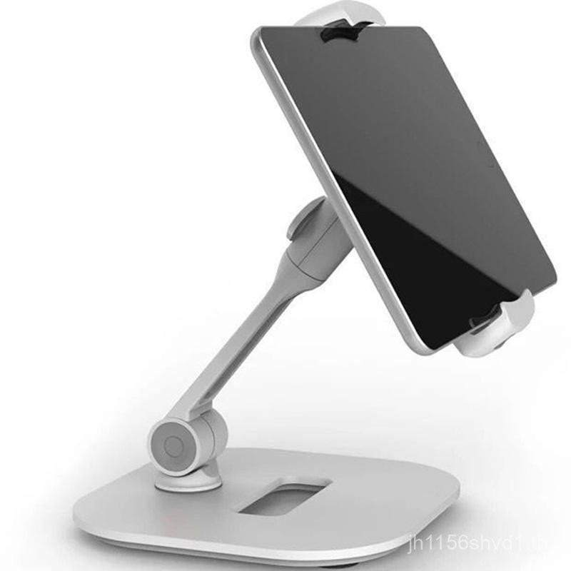 ขาตั้งโทรศัพท์มือถือพับได้เดสก์ท็อปแท็บเล็ตชั้นวางคอมพิวเตอร์เตียงข้างเตียงมัลติฟังก์ชั่นโลหะ ไอแพด 