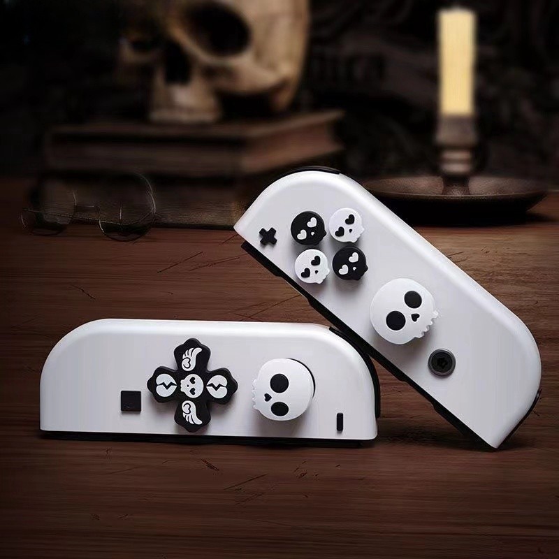 ฝาครอบจอยสติ๊กซิลิโคน Nintendo Switch Skull Thumb Cap เหมาะสําหรับ OLED & V1V2