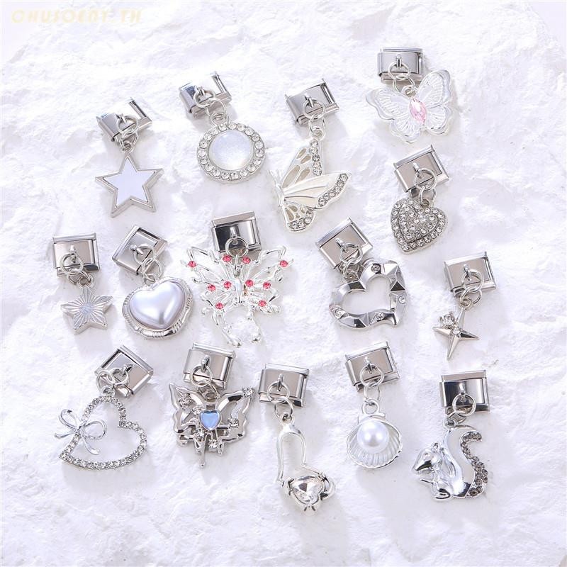 ยอดนิยม Love Sliver จี้หัวใจอิตาเลี่ยน Charm Links Fit 9 มม.สร้อยข้อมือสแตนเลสทําเครื่องประดับ