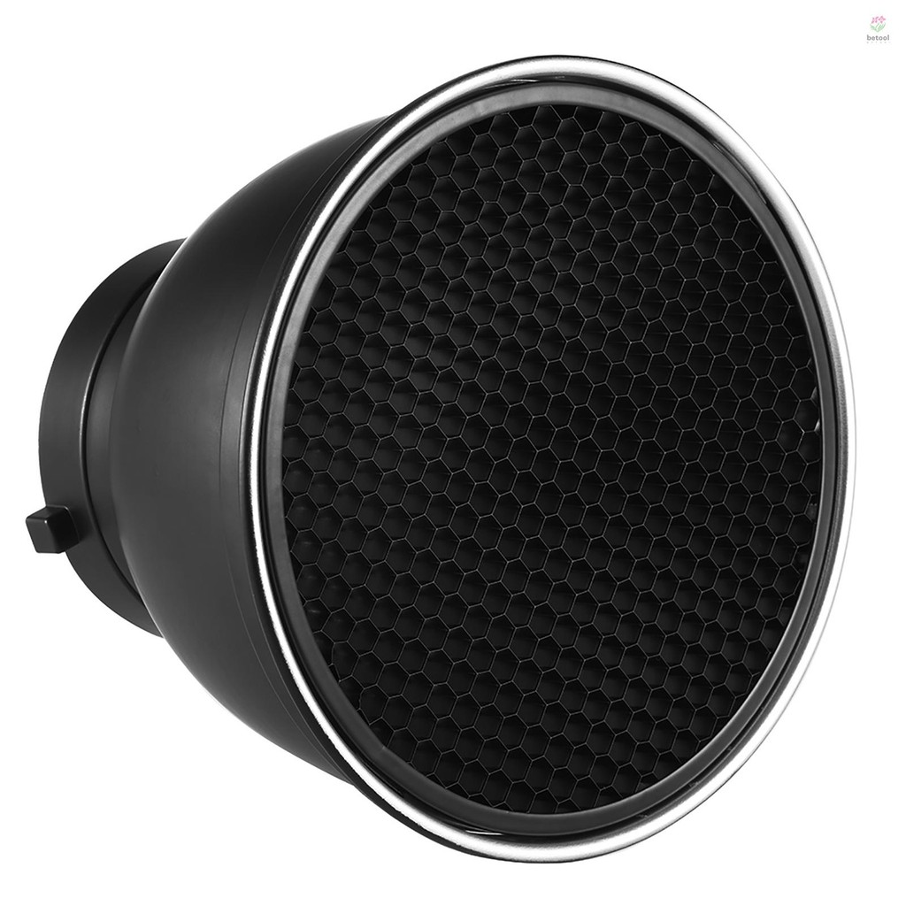 7'' จานโป๊ะโคมสะท้อนแสงแบบมาตรฐานพร้อม 60° ตารางรังผึ้งสําหรับ Bowens Mount Studio Strobe Flash Light Speedlite